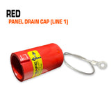 Powersafe red panel drain cap.