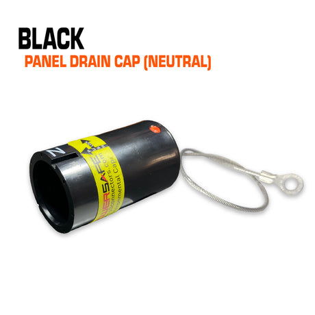 Powersafe black panel drain cap.