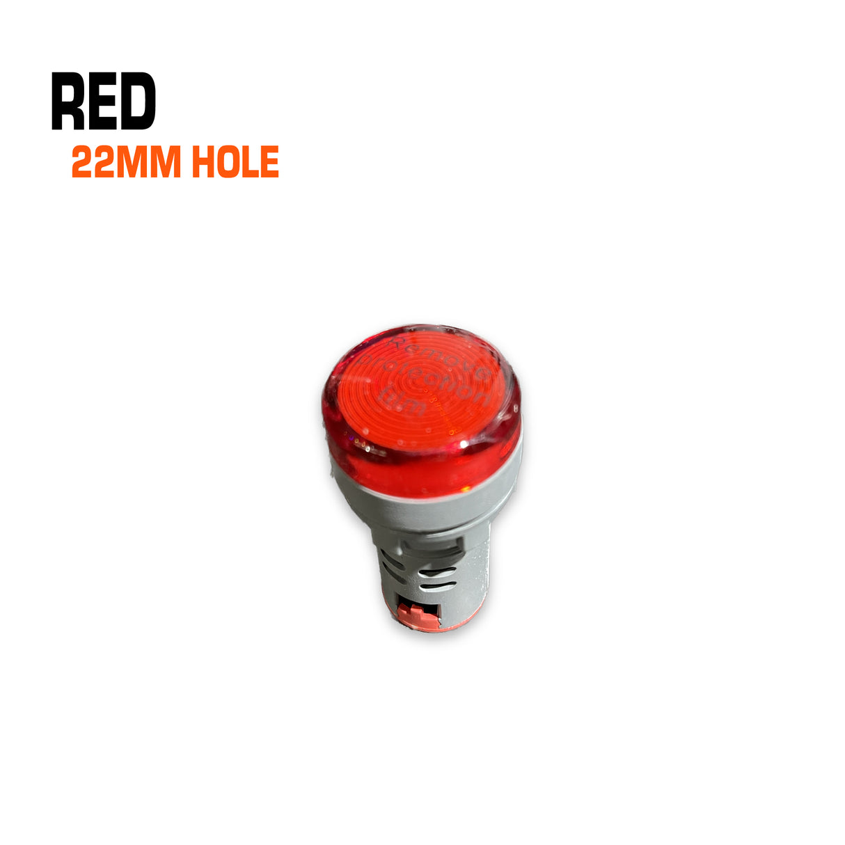 Red 240V panel light with a 22mm hole.