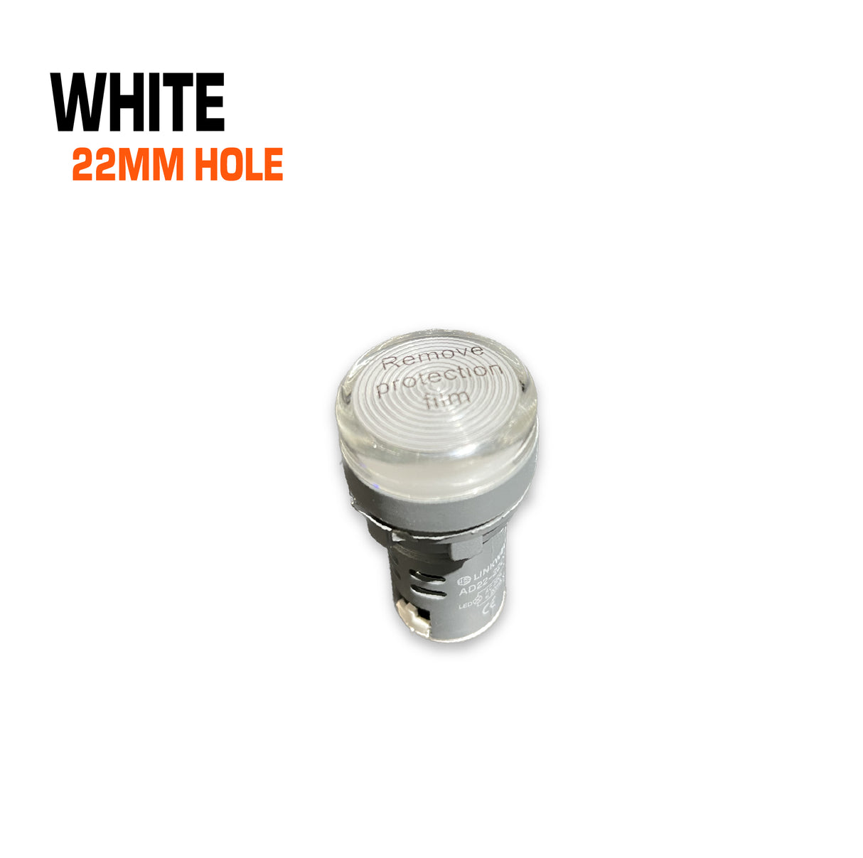 White 240V panel light with a 22mm hole.