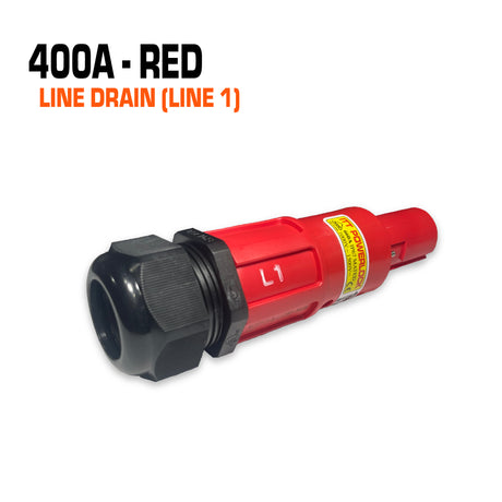 Powerlock 400 amp red line drain connector.