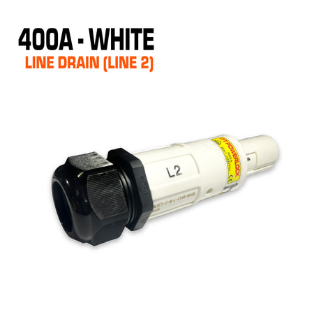 Powerlock 400 amp white line drain connector.