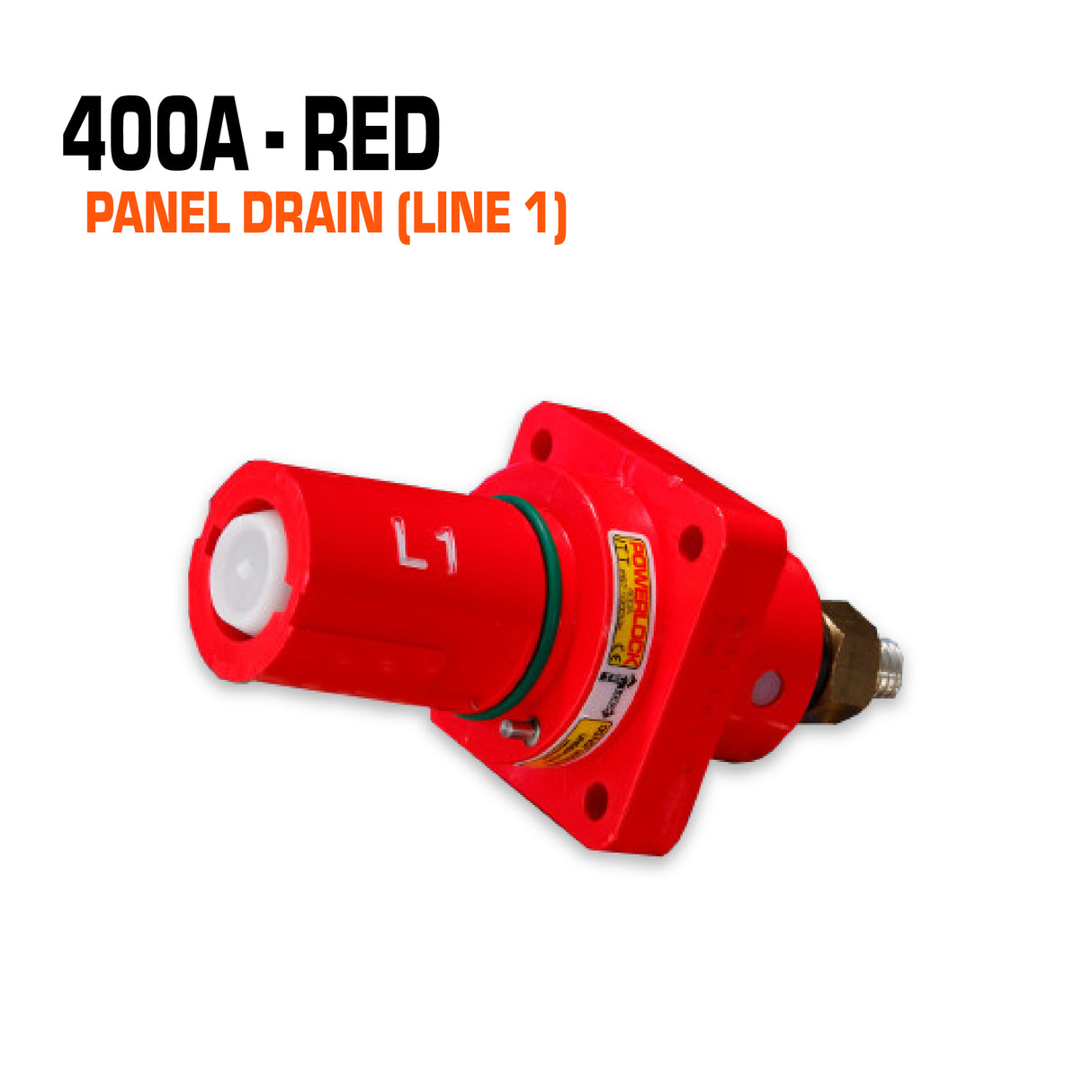 Powerlock 400 amp red panel drain connector.