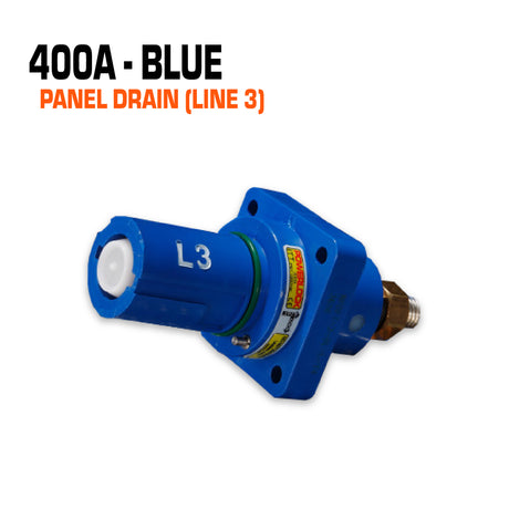 Powerlock 400 amp blue panel drain connector.