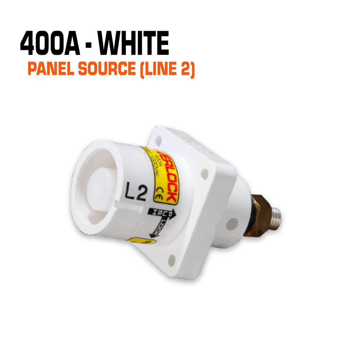 Powerlock 400 amp white panel source connector.