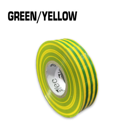 Green and yellow electrical tape roll.