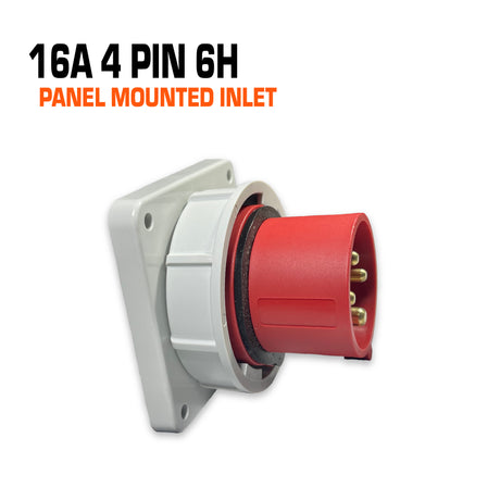 Qixing 16 amp 4 pin red panel mounted inlet.