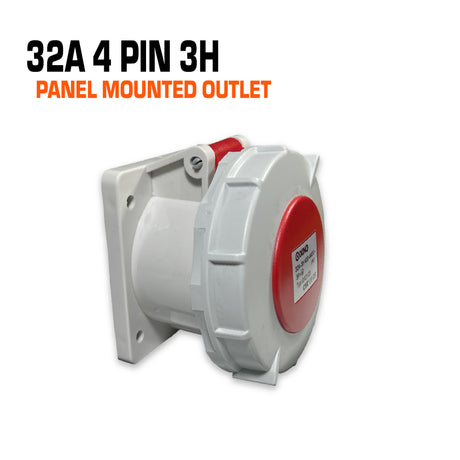 Qixing 32 amp 4 pin red panel mounted outlet.