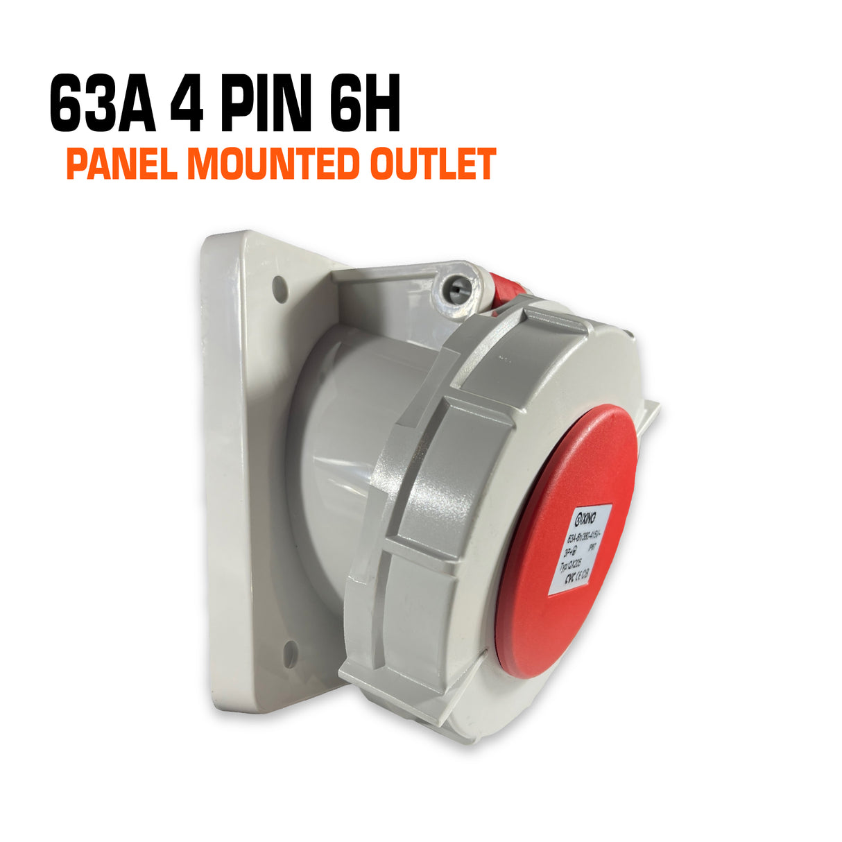 Qixing 63 amp 4 pin angled panel mounted outlet.