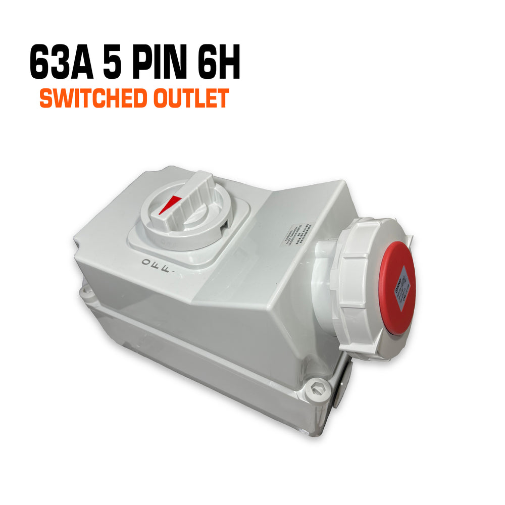 QIXING IP67 Interlocked Switched Socket Outlet - 63A 5 Pin QX5113 ...