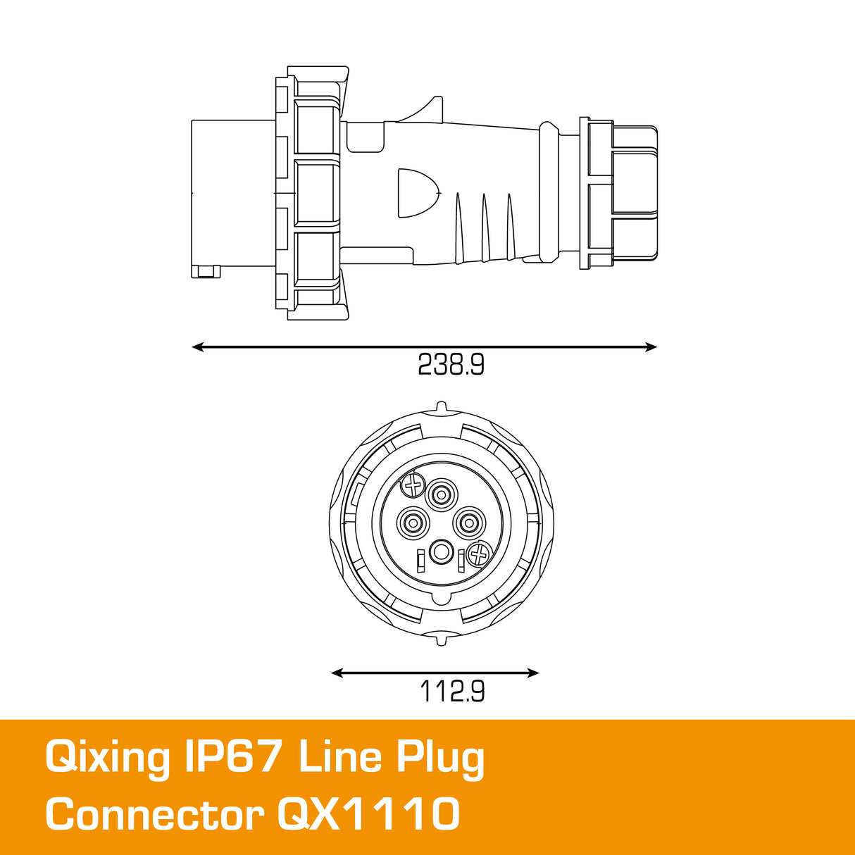 QIXING IP67 Line Plug - 63A 4 Pin QX1110