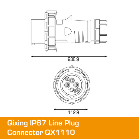 QIXING IP67 Line Plug - 63A 4 Pin QX1110