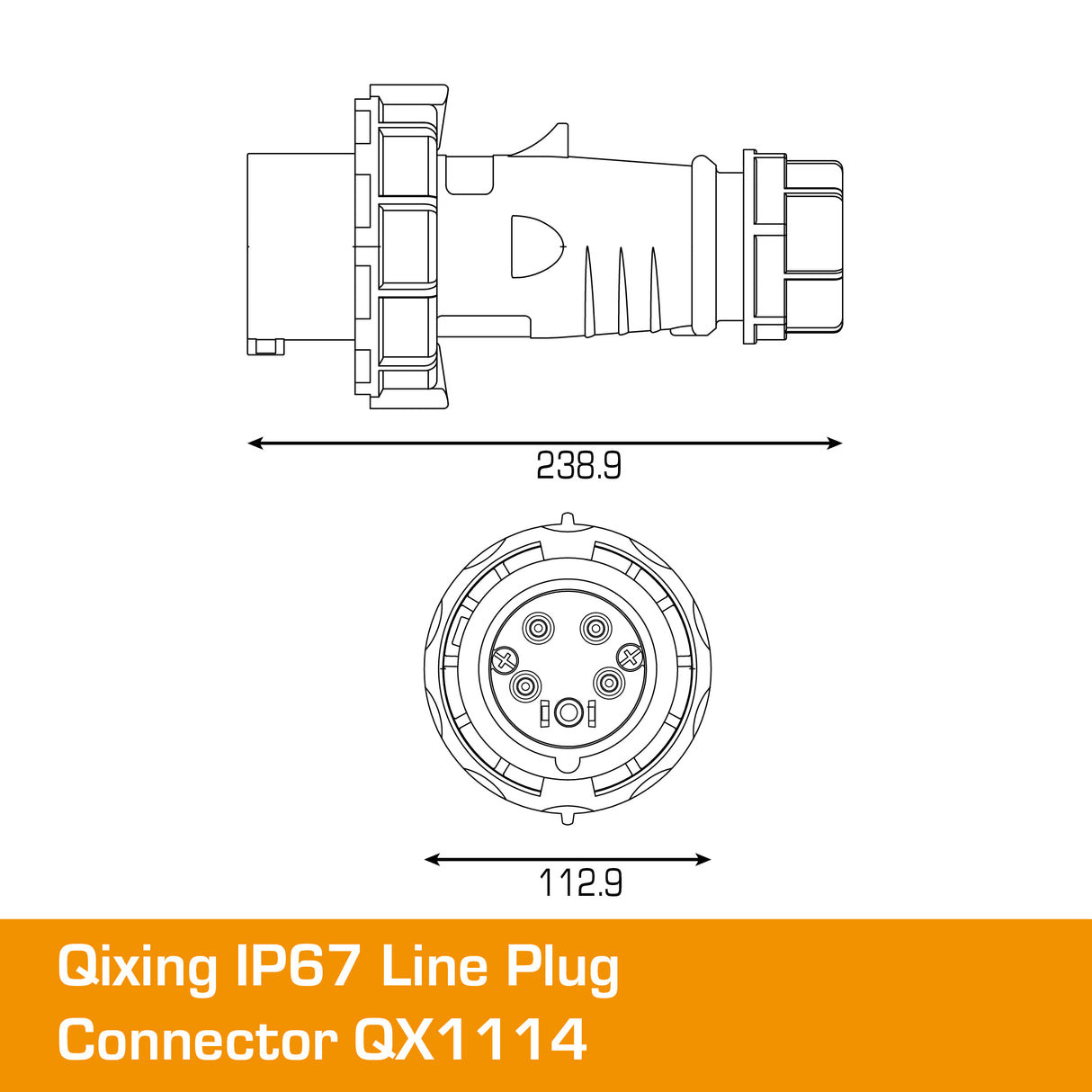 QIXING IP67 Line Plug - 63A 5 PIN QX1114