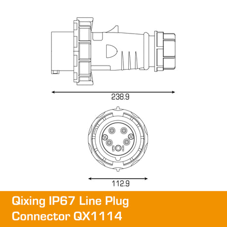 QIXING IP67 Line Plug - 63A 5 PIN QX1114