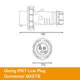 QIXING IP67 Line Plug - 16A 3 Pin QX278