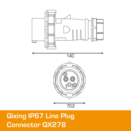 QIXING IP67 Line Plug - 16A 3 Pin QX278