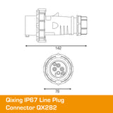 QIXING IP67 Line Plug - 16A 4 Pin QX282