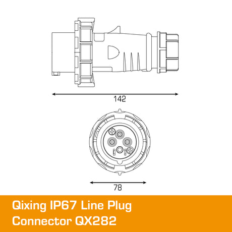 QIXING IP67 Line Plug - 16A 4 Pin QX282