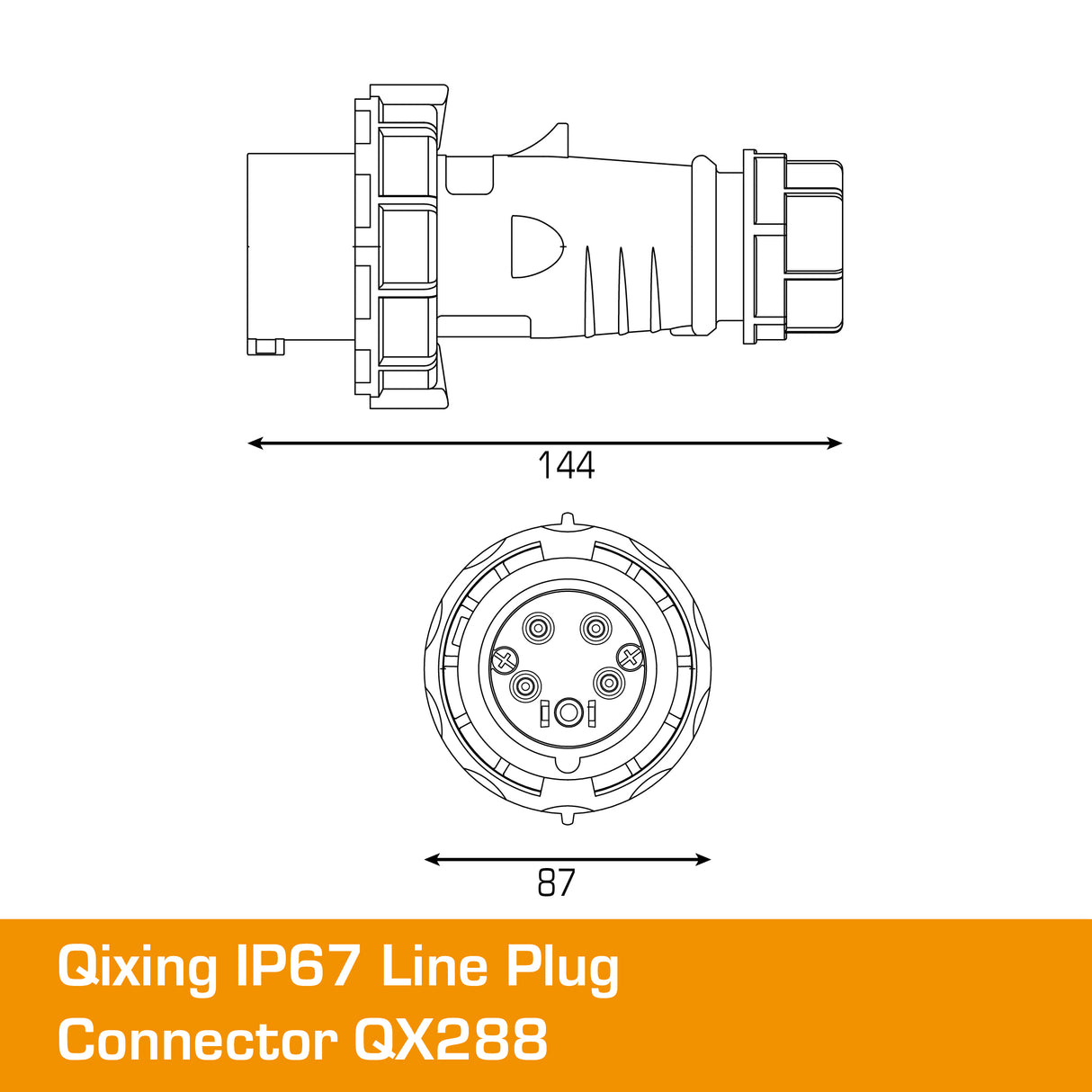 QIXING IP67 Line Plug - 16A 5 PIN QX288