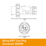 QIXING IP67 Line Plug - 32A 3 PIN QX290