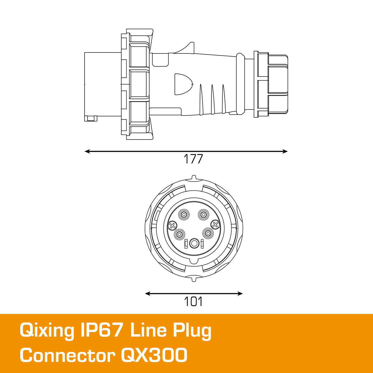 QIXING IP67 Line Plug - 32A 5 PIN QX300