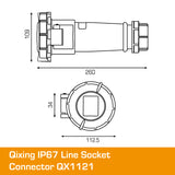 QIXING IP67 Line Socket - 63A 5 PIN QX1121