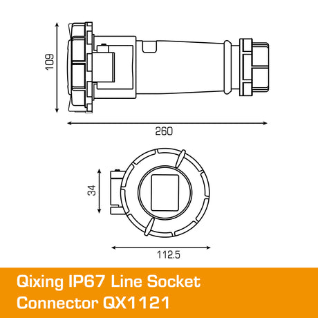 QIXING IP67 Line Socket - 63A 5 PIN QX1121