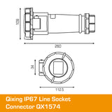 QIXING IP67 Line Socket -63A 3 Pin QX1574