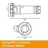 QIXING IP67 Line Socket - 16A 3 Pin QX540