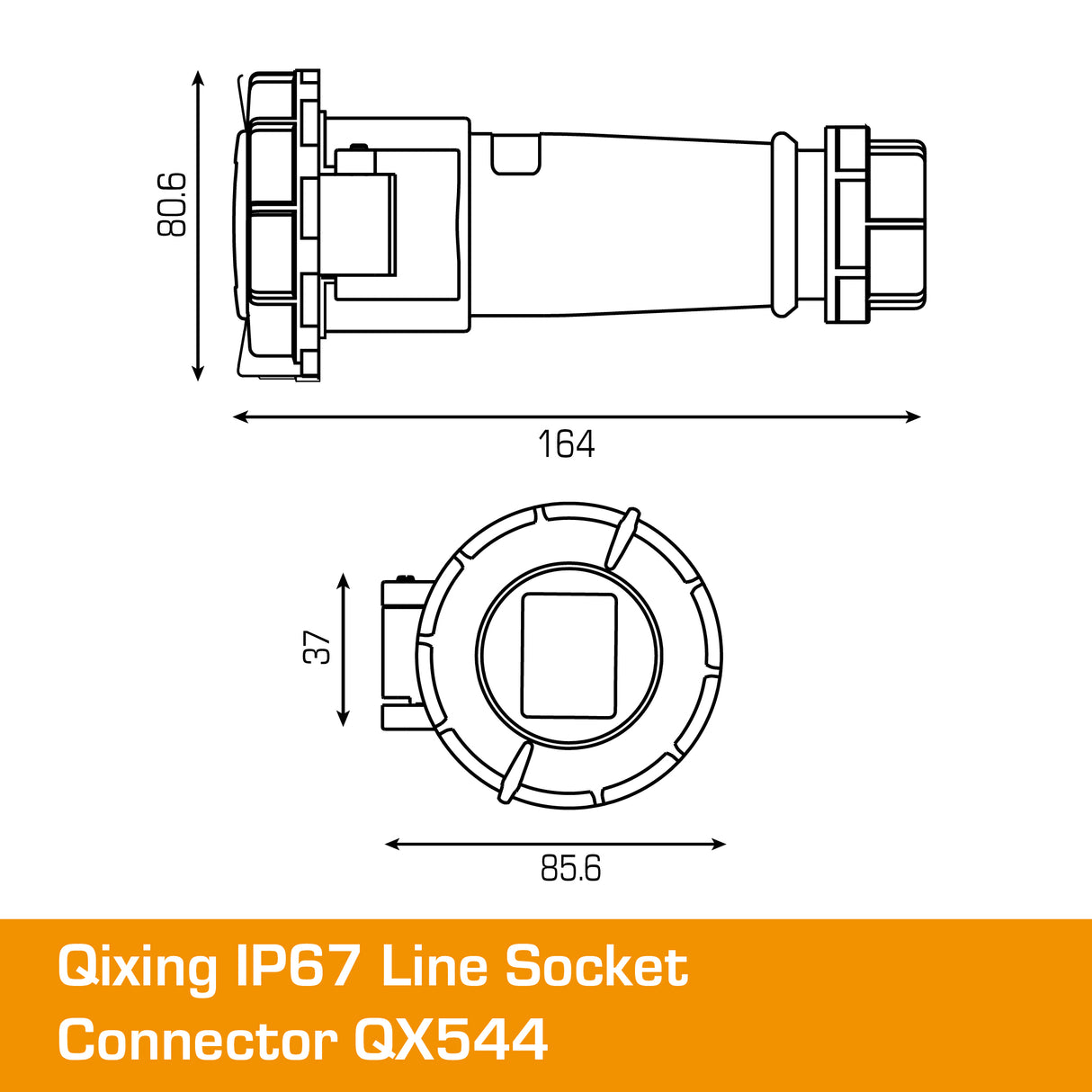 QIXING IP67 Line Socket - 16A 4 Pin QX544