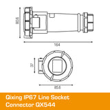 QIXING IP67 Line Socket - 16A 4 Pin QX544