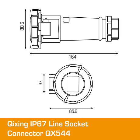 QIXING IP67 Line Socket - 16A 4 Pin QX544