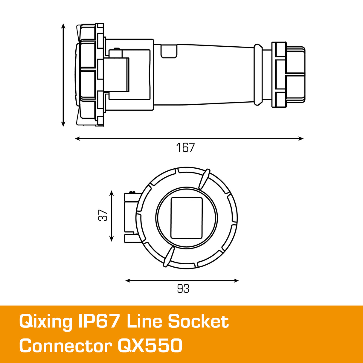 QIXING IP67 Line Socket - 16A 5 PIN QX550