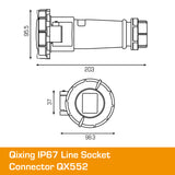 QIXING IP67 Line Socket - 32A 3 PIN QX552