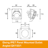 QIXING IP67 Panel Outlet Angled - 32A 5 Pin QX1551