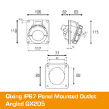 QIXING IP67 Panel Outlet Angled - 63A 4 Pin QX205