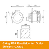 QIXING IP67 Panel Outlet Straight - 16A 5 Pin QX228