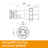 QIXING IP67 Line Plug - 125A 3 PIN QX3400