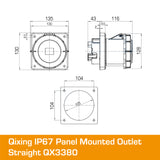 QIXING IP67 Panel Outlet Straight - 125A 3 Pin QX3380