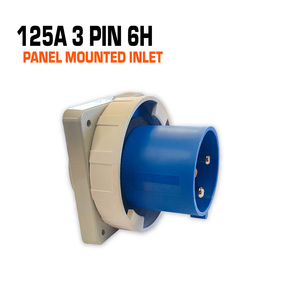 QIXING IP67 Panel Mounted Inlet - 125A 3 Pin QX3665