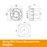 QIXING IP67 Panel Mounted Inlet - 125A 3 Pin QX3665