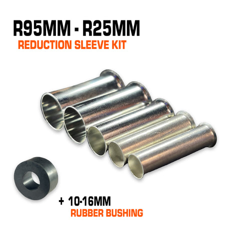 Reduction copper sleeve 5-piece kit with 10-16mm rubber bushing.