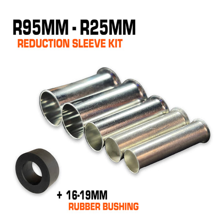 Reduction copper sleeve 5-piece kit with 16-19mm rubber bushing.