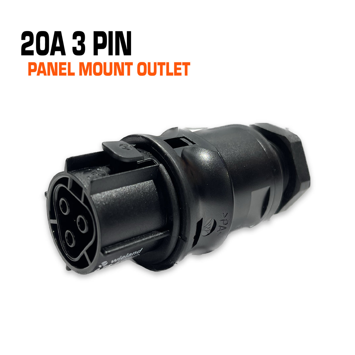 Wieland 20 amp 3 pin panel mount outlet.