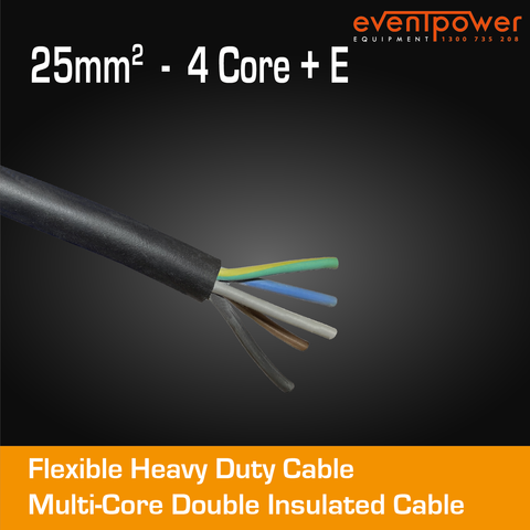 25mm2 4C+E Black Flex Cable