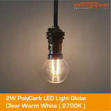 2W PolyCarb Clear Warm White LED dimmable B22 Bayonet