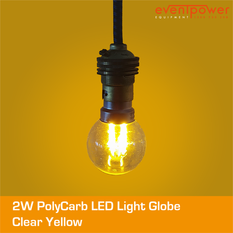 2W PolyCarb Clear Yellow LED dimmable B22 Bayonet