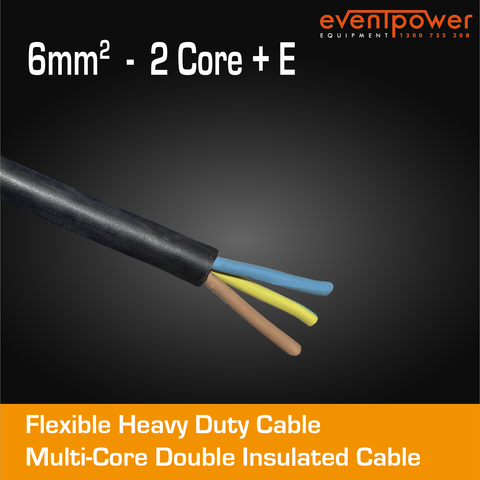 6mm2 Flex 2C+E Black Cable