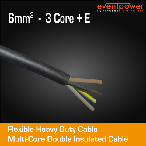 6mm2 Flex 3C+E Black Cable
