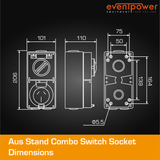 Aus Stand Combo Switch Socket 10A 3 Flat PIN